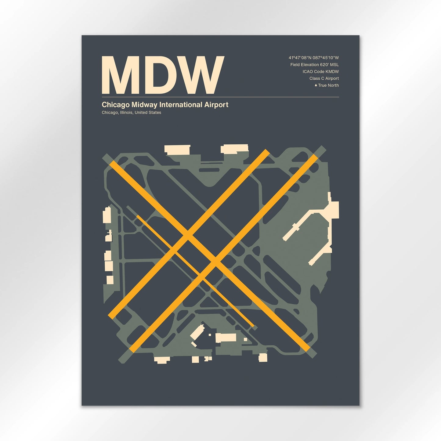 MDW | Chicago - Mid - Century Slate - 18×24" - No Frame