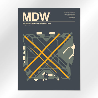 MDW | Chicago - Mid - Century Slate - 18×24" - No Frame