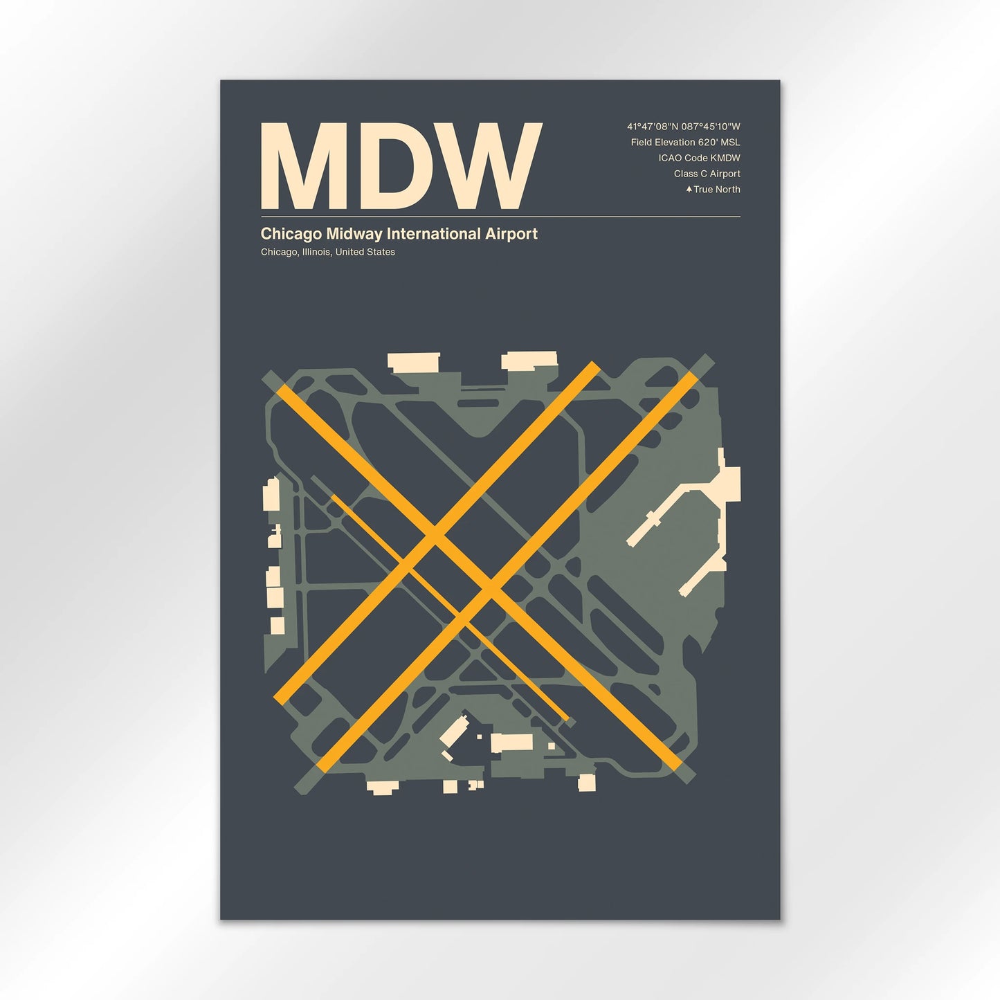 MDW | Chicago - Mid - Century Slate - 24×36" - No Frame