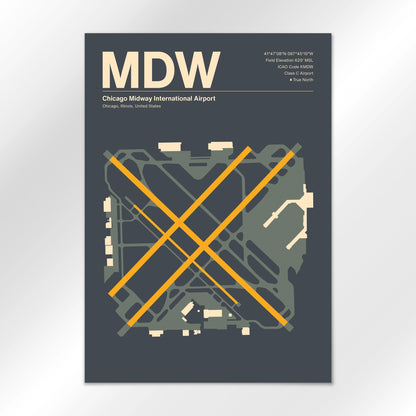 MDW | Chicago - Mid - Century Slate - A2 - No Frame