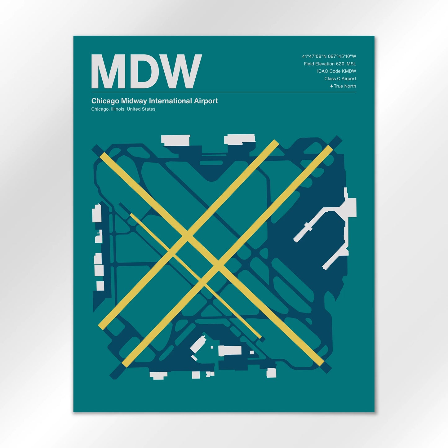 MDW | Chicago - Mid - Century Moss - 16×20" - No Frame