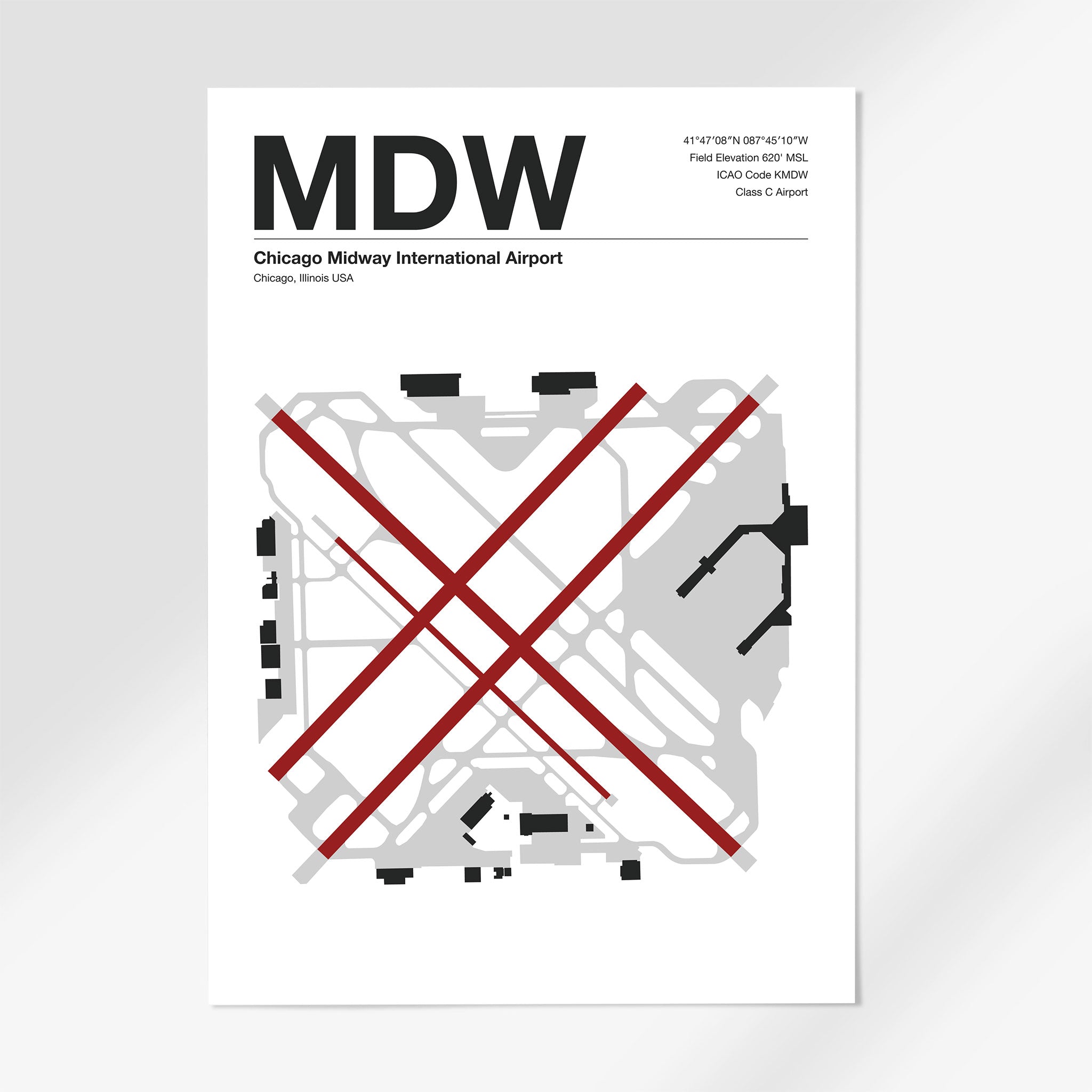 MDW | Chicago - 12×18" - Mid - Century Modern - No Frame