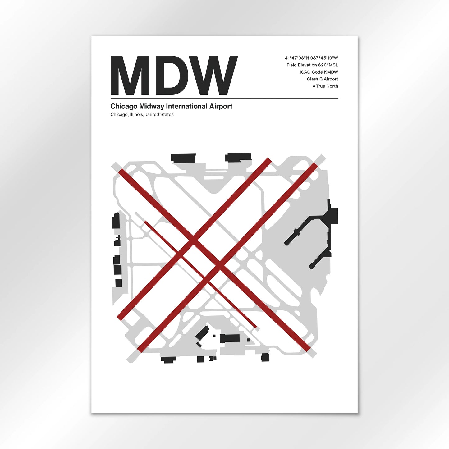 MDW | Chicago - Mid - Century Modern - A2 - No Frame