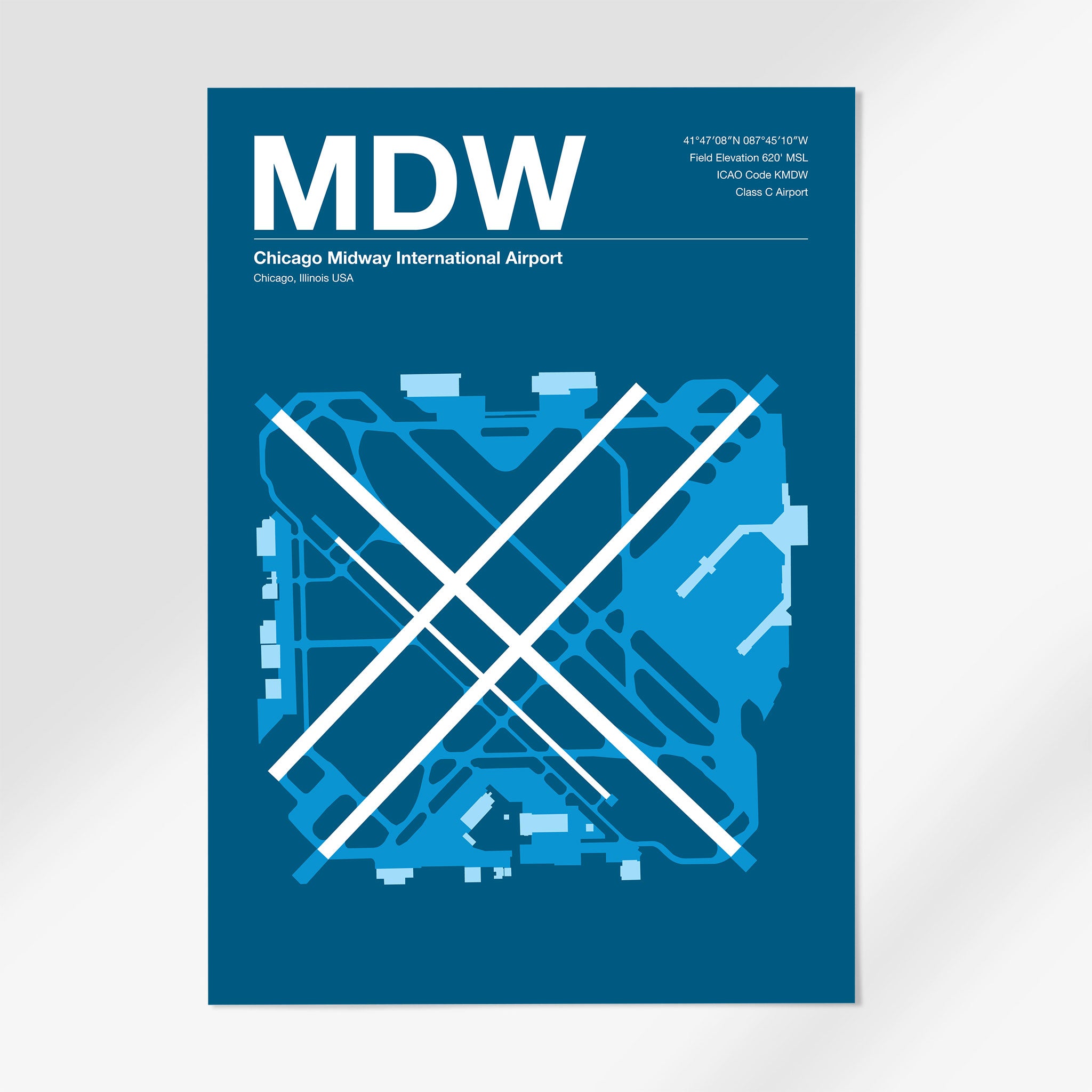 MDW | Chicago - 12×18" - Skyline Blue - No Frame