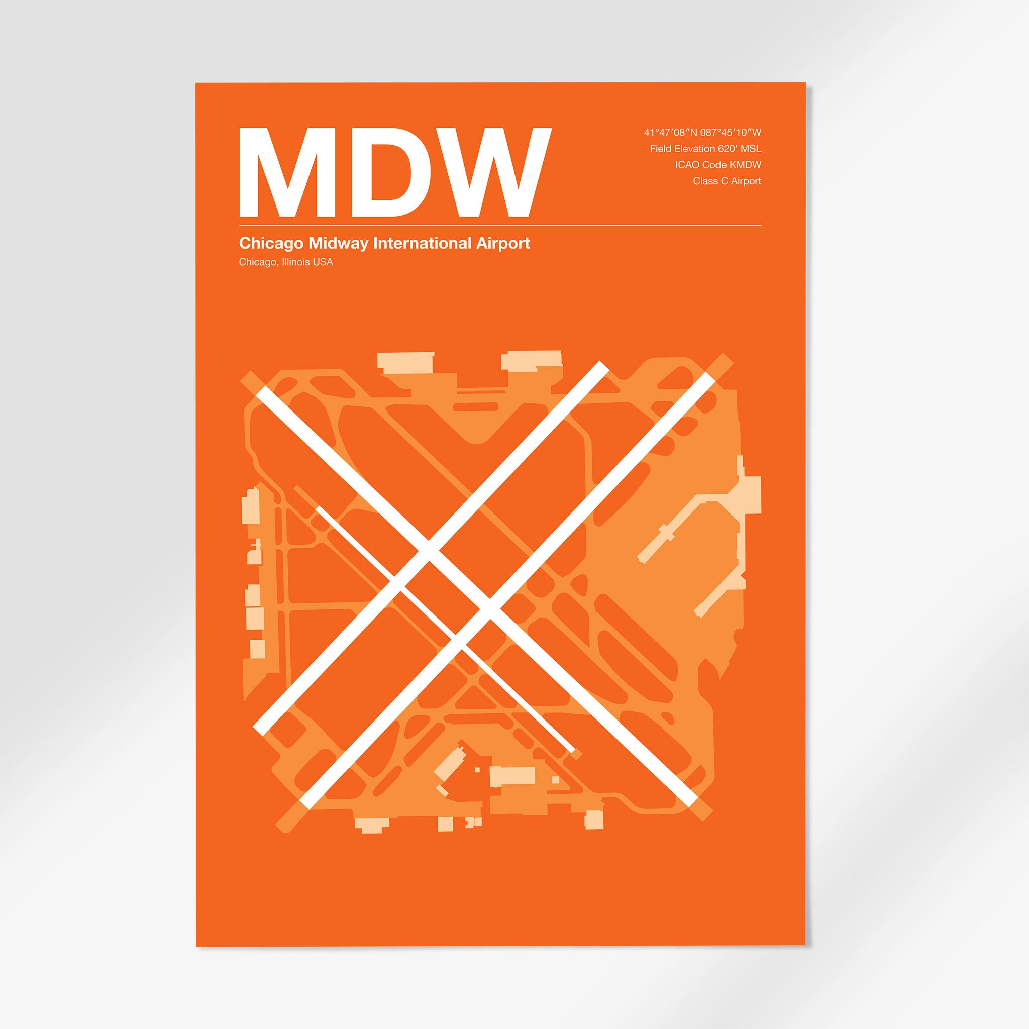 MDW | Chicago - 12×18" - Sunset Orange - No Frame