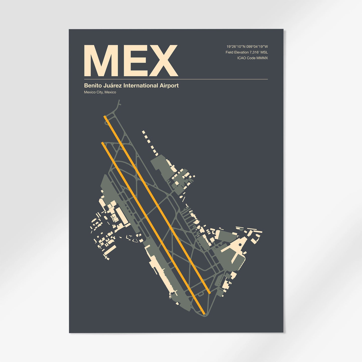 MEX | Mexico City - 12×18" - Mid - Century Slate - No Frame