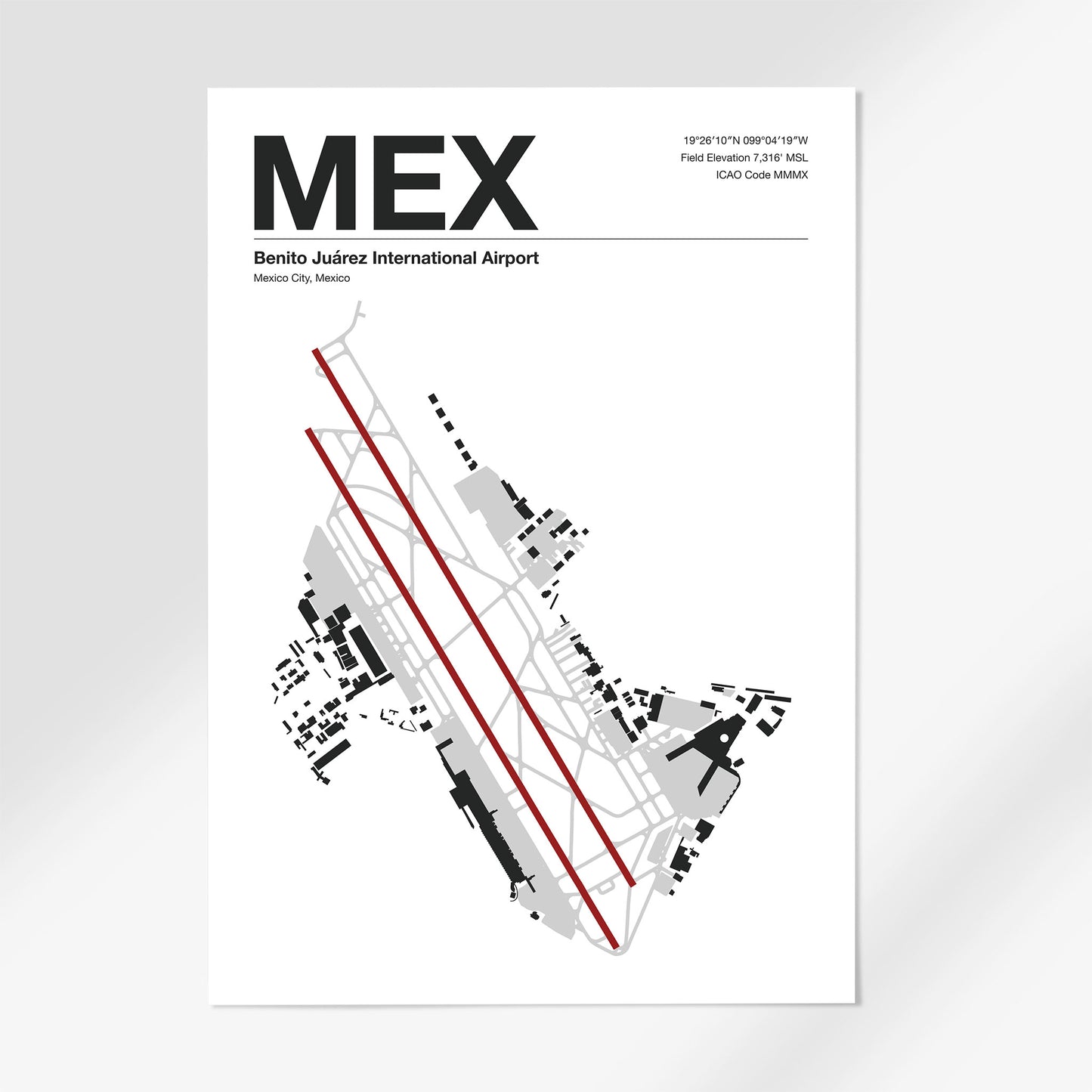 MEX | Mexico City - 12×18" - Mid - Century Modern - No Frame