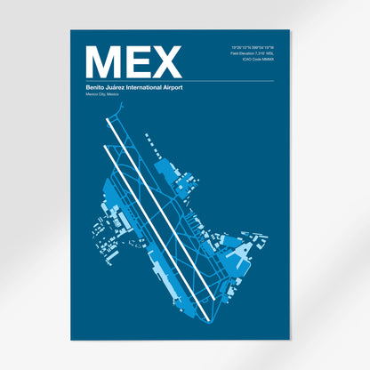 MEX | Mexico City - 12×18" - Skyline Blue - No Frame