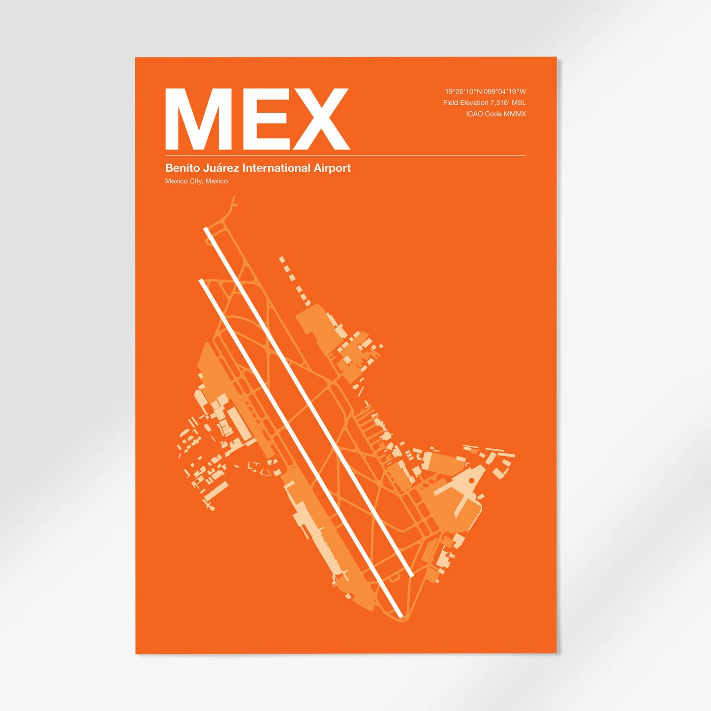 MEX | Mexico City - 12×18" - Sunset Orange - No Frame