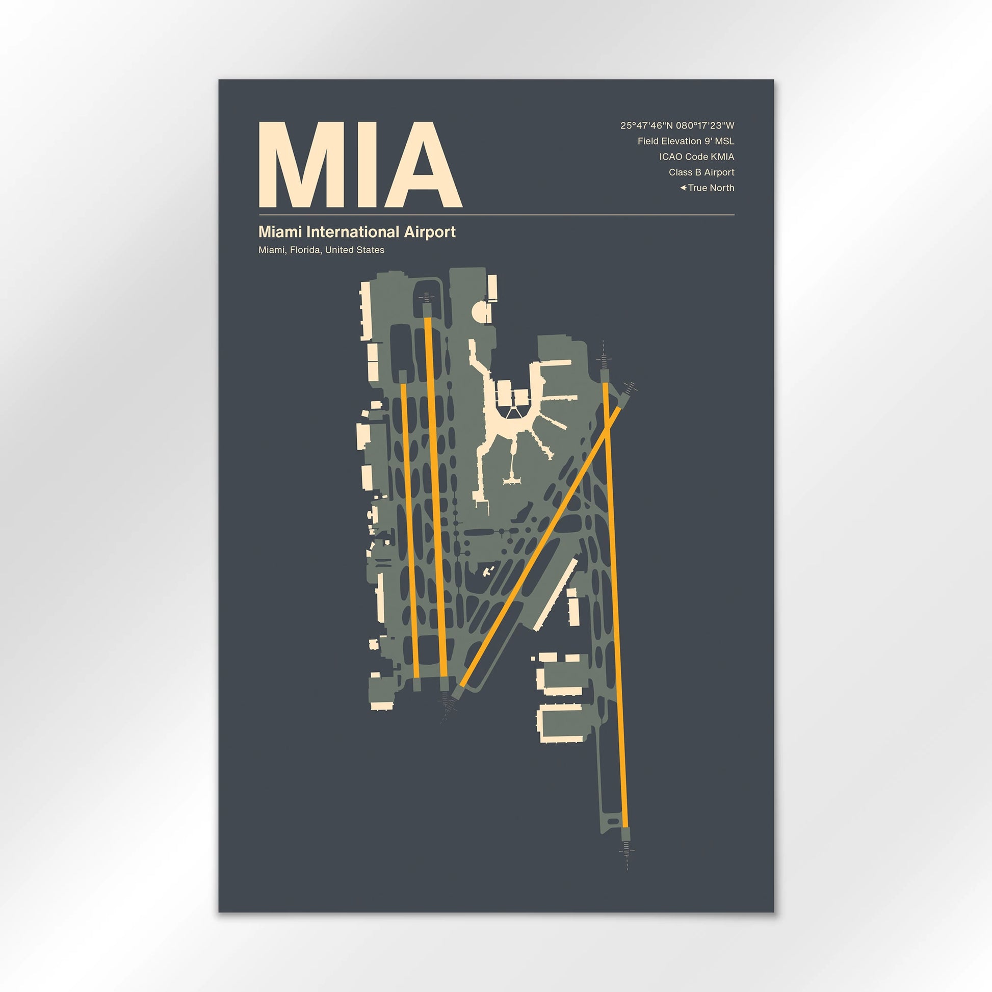 MIA | Miami - Mid - Century Slate - 12×18" - No Frame