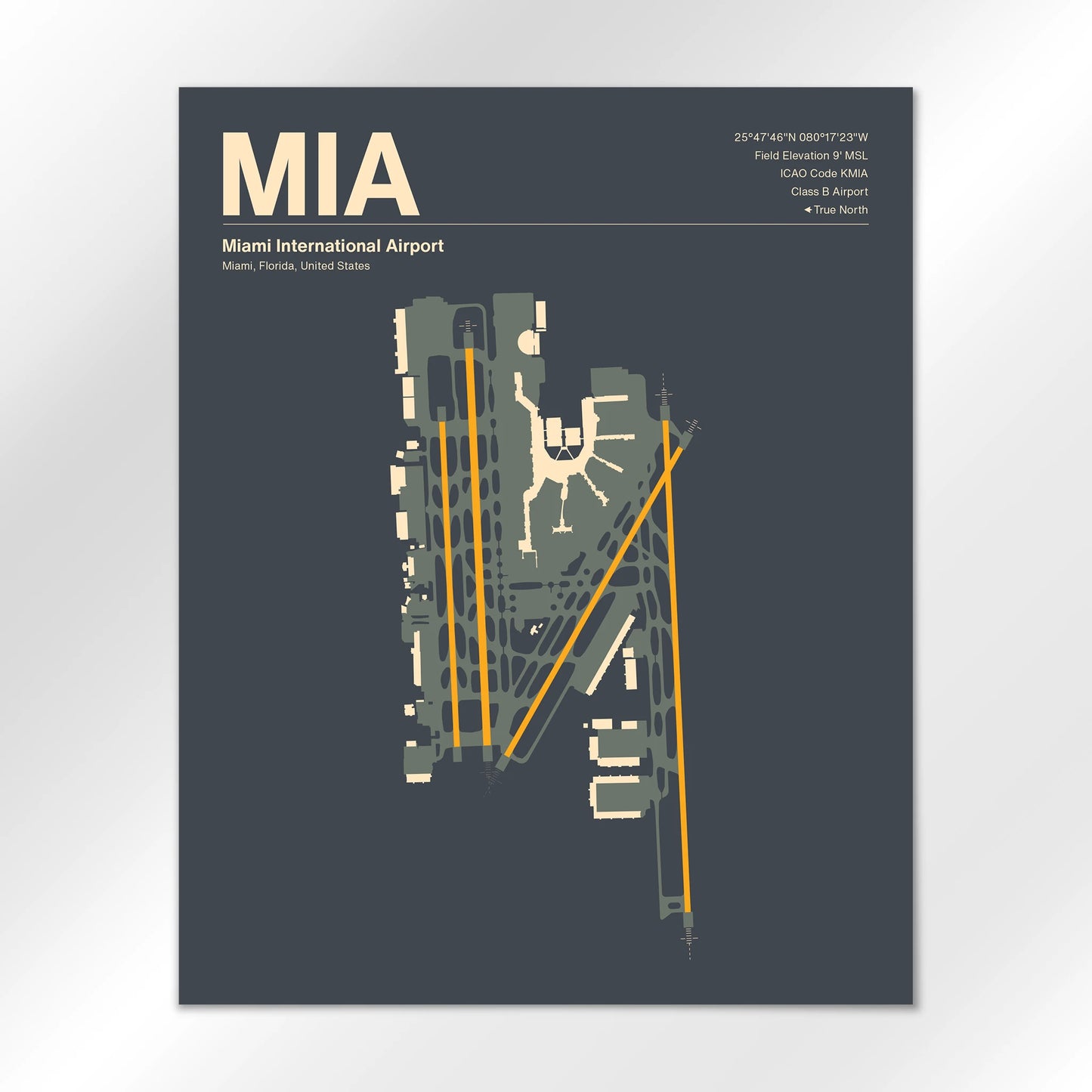 MIA | Miami - Mid - Century Slate - 16×20" - No Frame