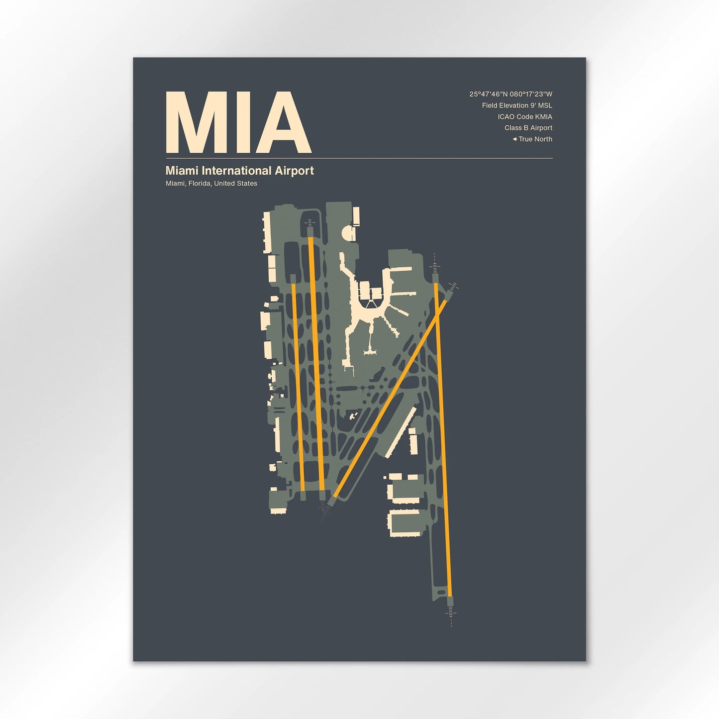 MIA | Miami - Mid - Century Slate - 18×24" - No Frame