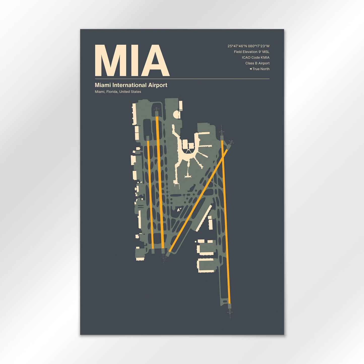 MIA | Miami - Mid - Century Slate - 24×36" - No Frame