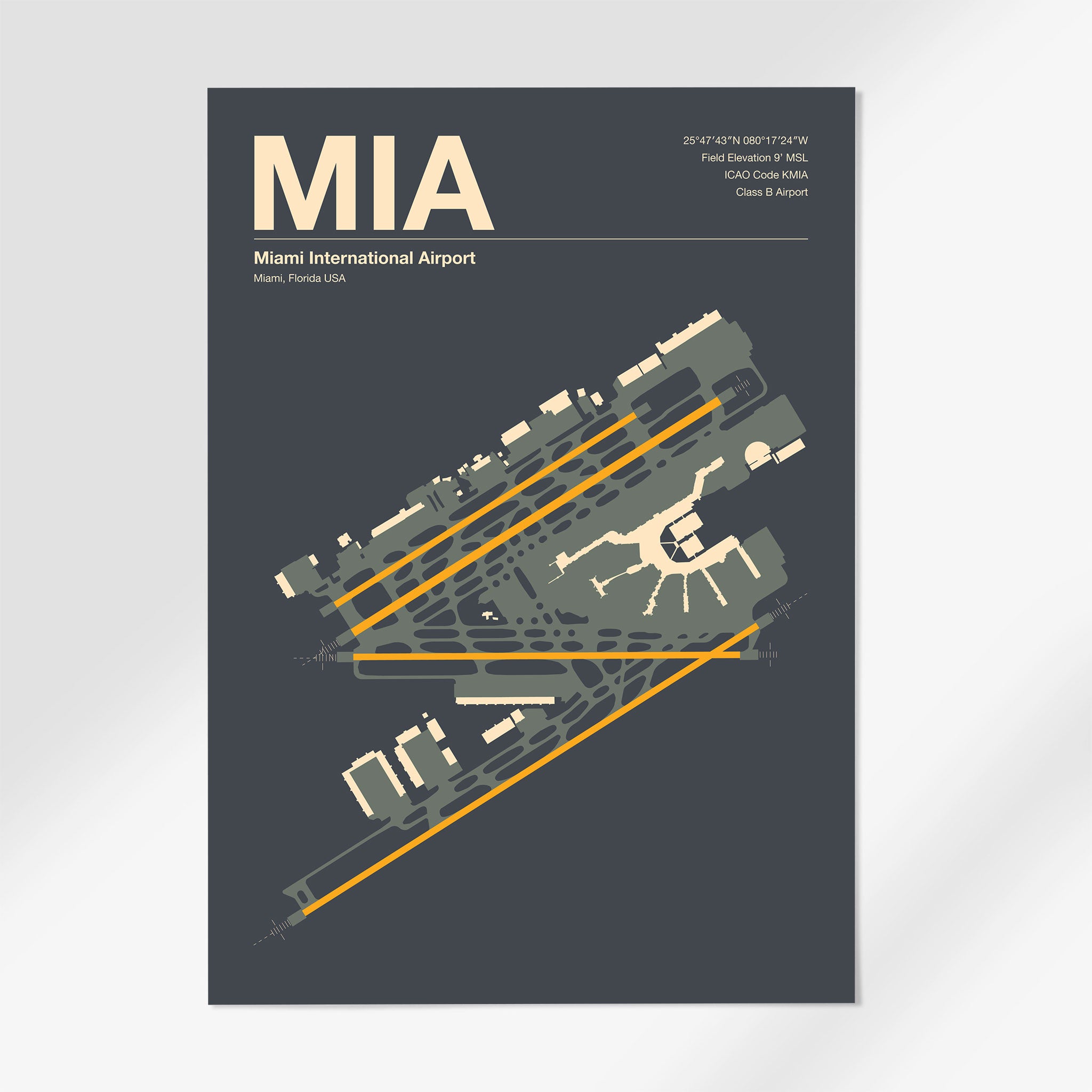 MIA | Miami - A3 - Mid - Century Slate - No Frame