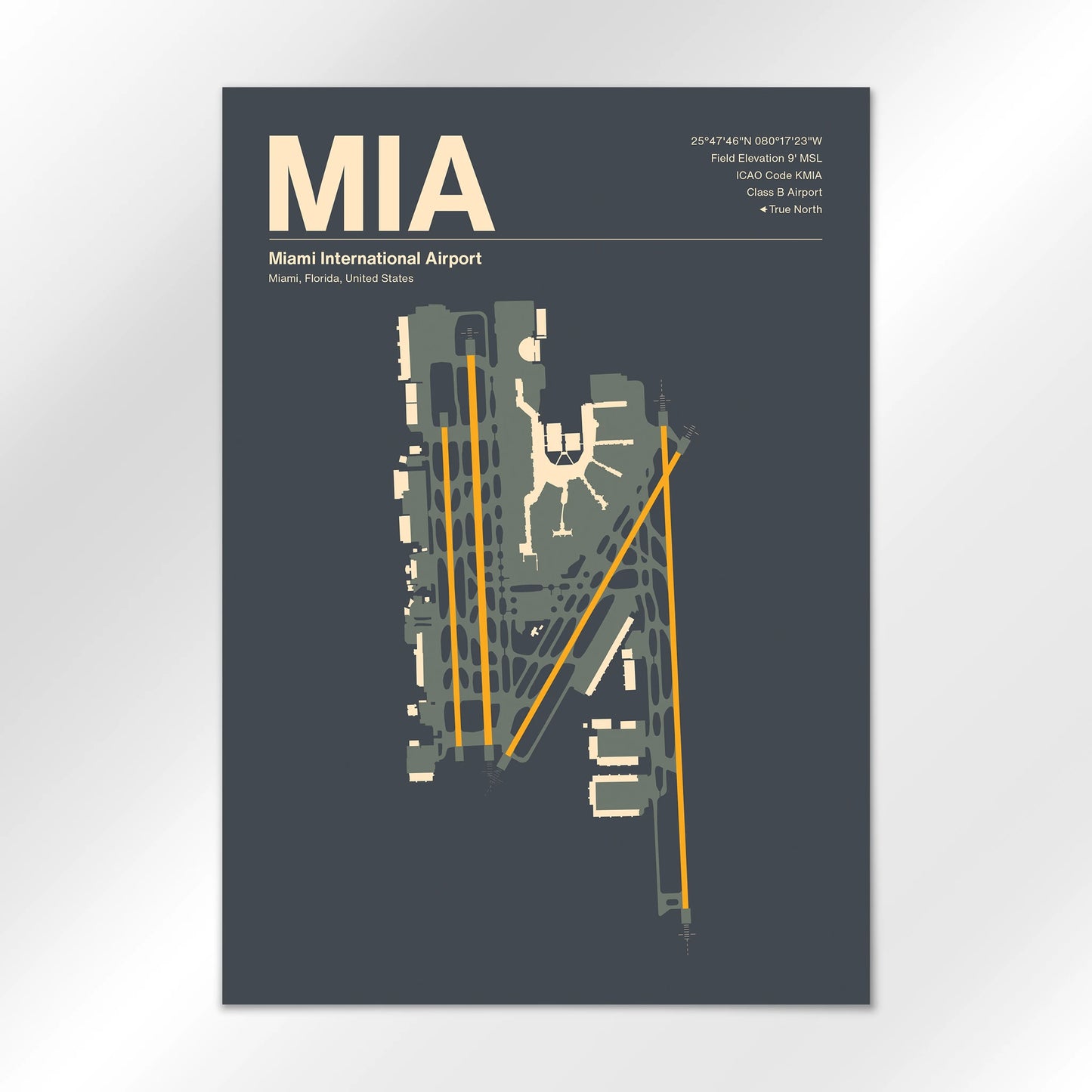 MIA | Miami - Mid - Century Slate - A3 - No Frame