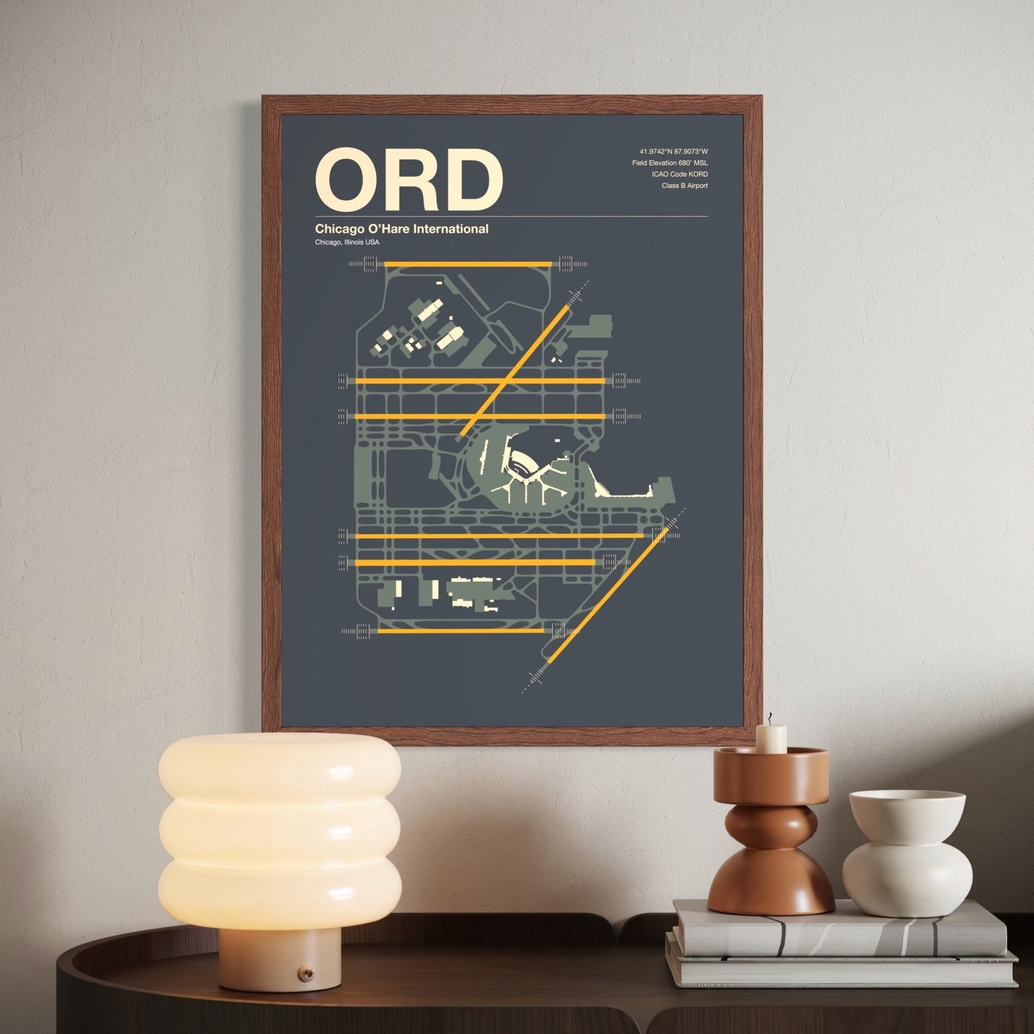 ORD | Chicago - A3 - Mid - Century Slate - No Frame