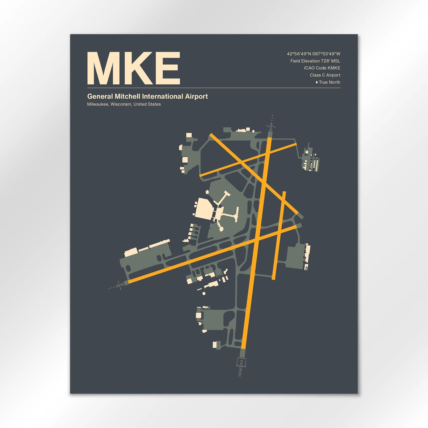 MKE | Milwaukee - Mid - Century Slate - 16×20" - No Frame