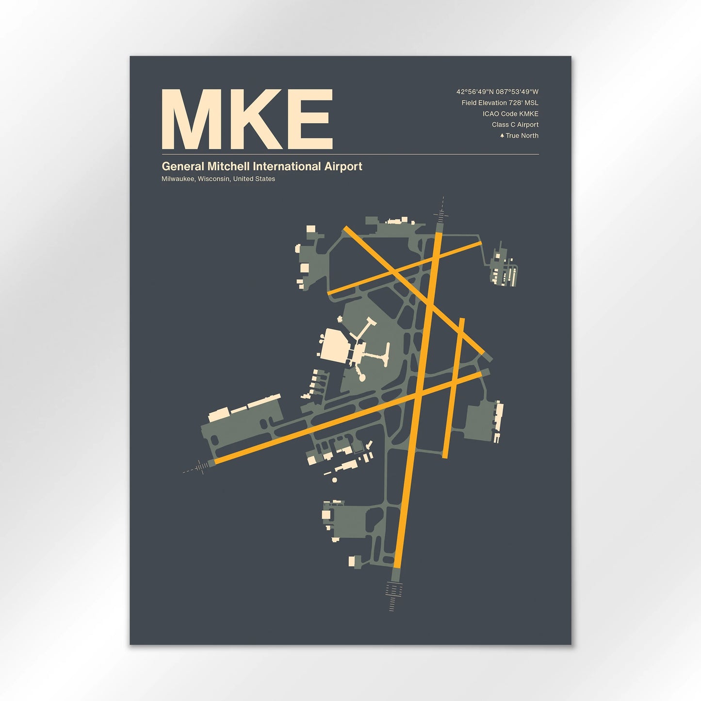 MKE | Milwaukee - Mid - Century Slate - 18×24" - No Frame