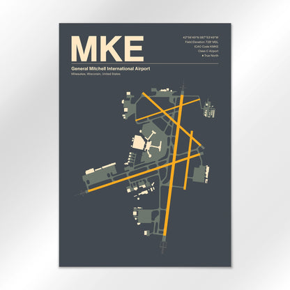 MKE | Milwaukee - Mid - Century Slate - A1 - No Frame