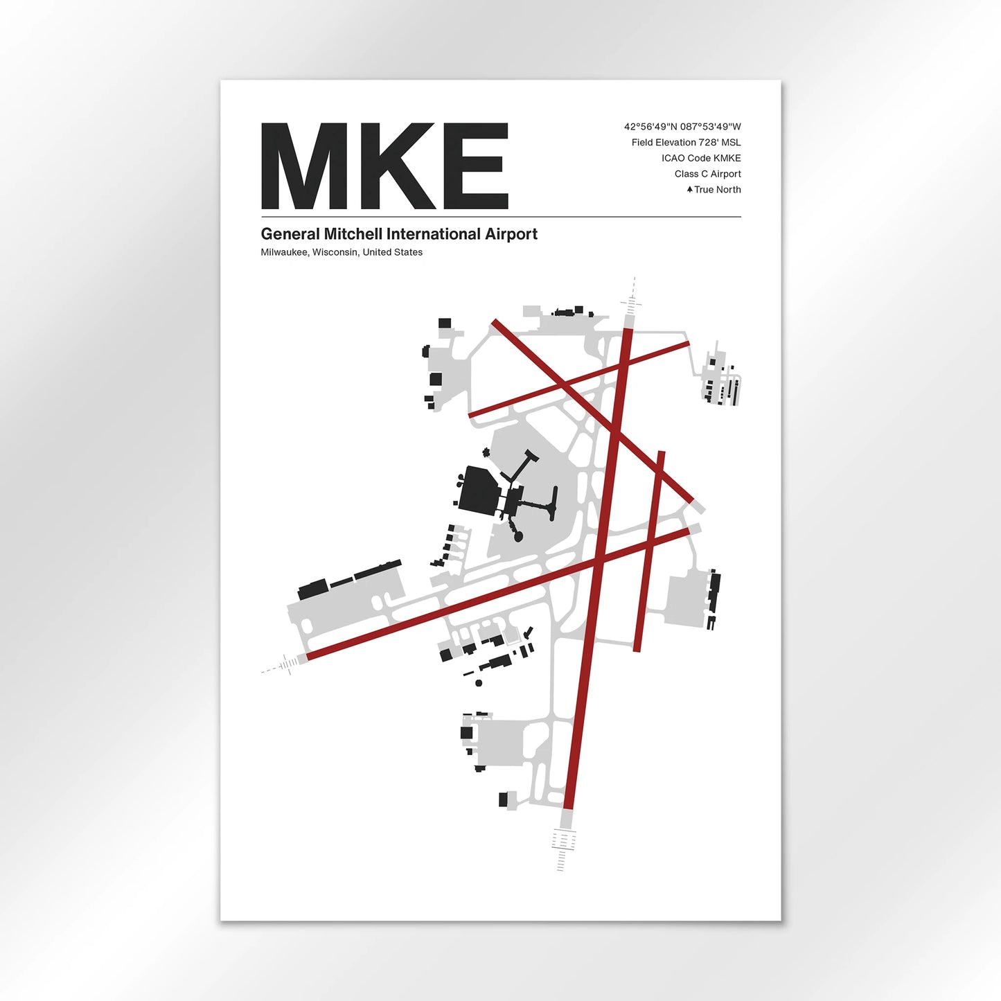 MKE | Milwaukee - Mid - Century Modern - 12×18" - No Frame