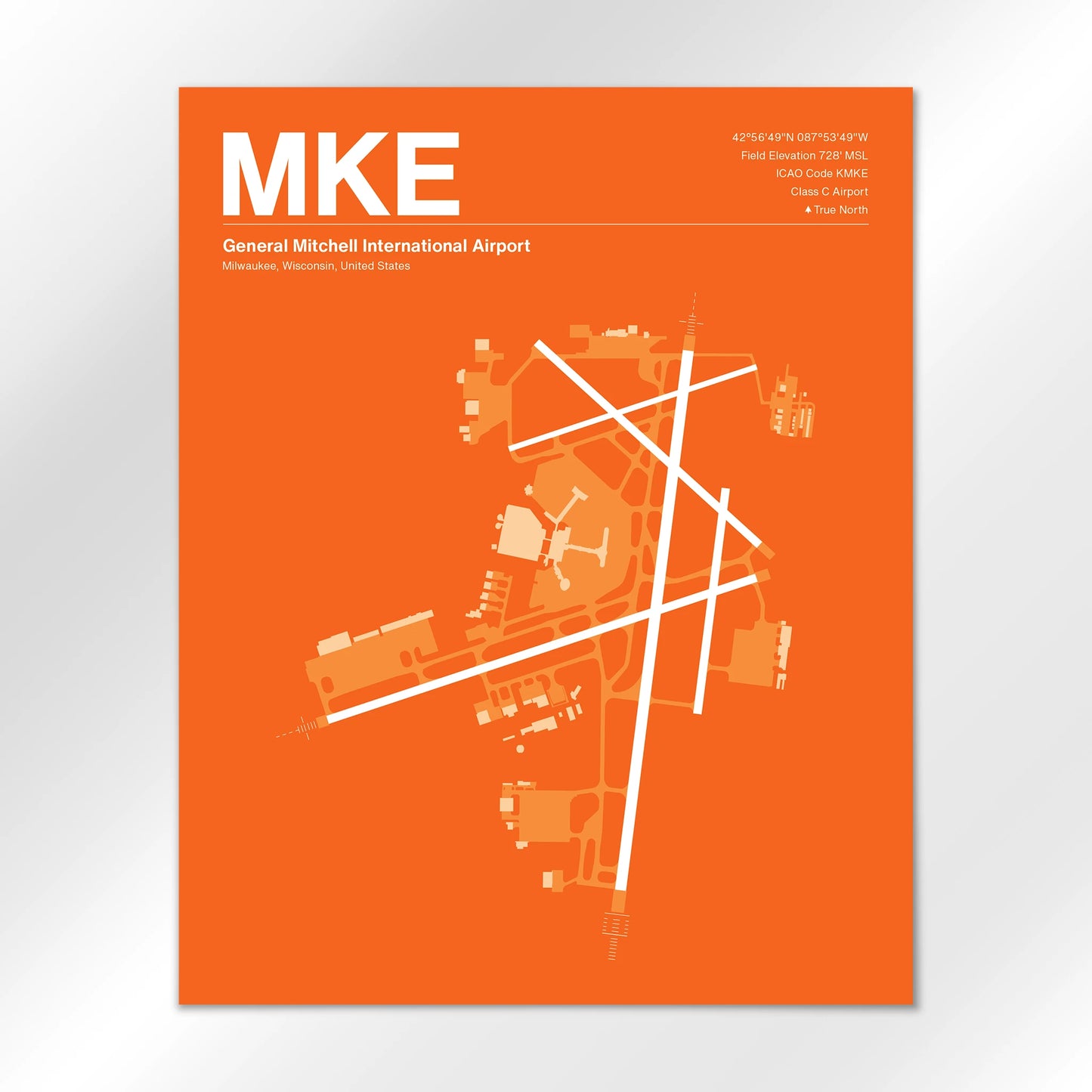 MKE | Milwaukee - Sunset Orange - 16×20" - No Frame