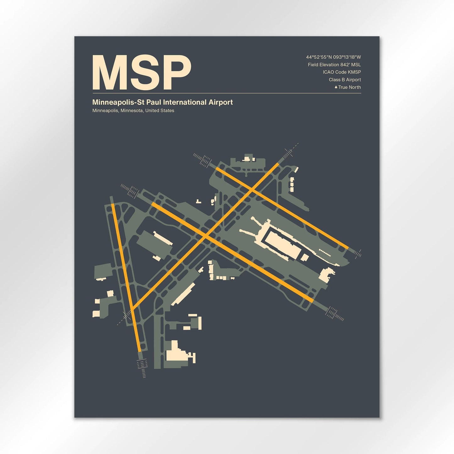 MSP | Minneapolis - Mid - Century Slate - 16×20" - No Frame
