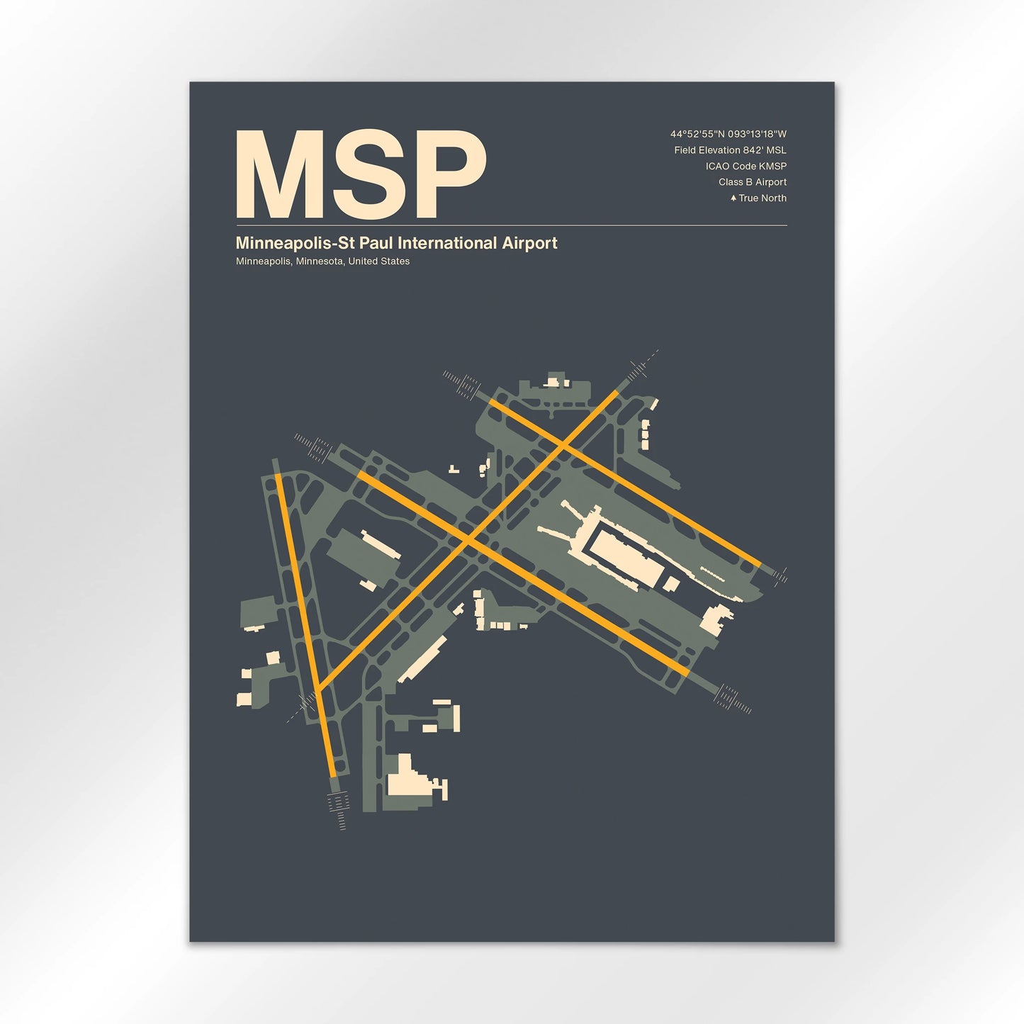 MSP | Minneapolis - Mid - Century Slate - 18×24" - No Frame