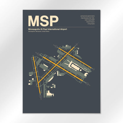 MSP | Minneapolis - Mid - Century Slate - 18×24" - No Frame