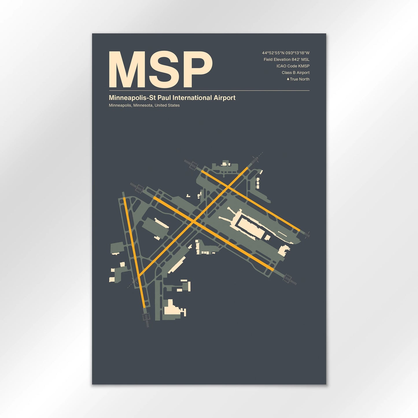 MSP | Minneapolis - Mid - Century Slate - 24×36" - No Frame