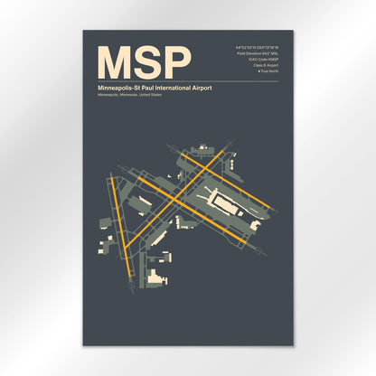 MSP | Minneapolis - Mid - Century Slate - 24×36" - No Frame