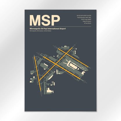 MSP | Minneapolis - Mid - Century Slate - A1 - No Frame