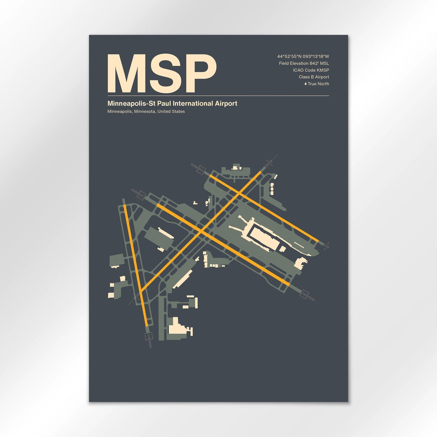 MSP | Minneapolis - Mid - Century Slate - A2 - No Frame