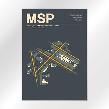 MSP | Minneapolis - Mid - Century Slate - A2 - No Frame