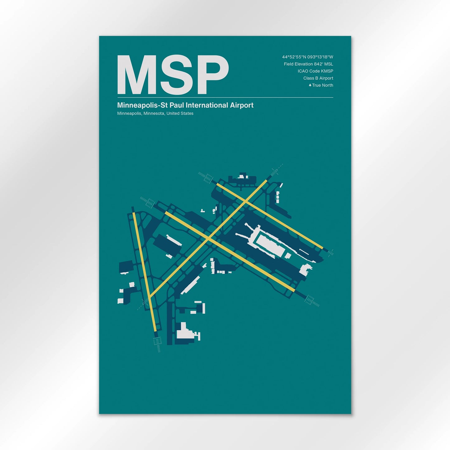 MSP | Minneapolis - Mid - Century Moss - 12×18" - No Frame