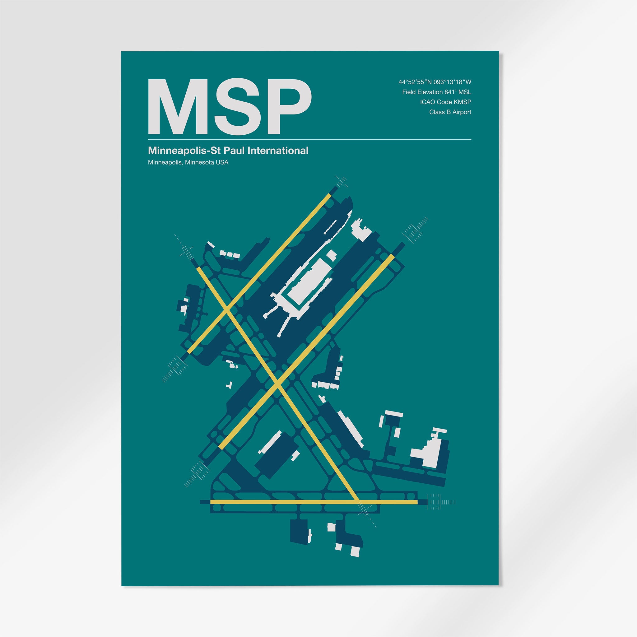 MSP | Minneapolis - A3 - Mid - Century Moss - No Frame