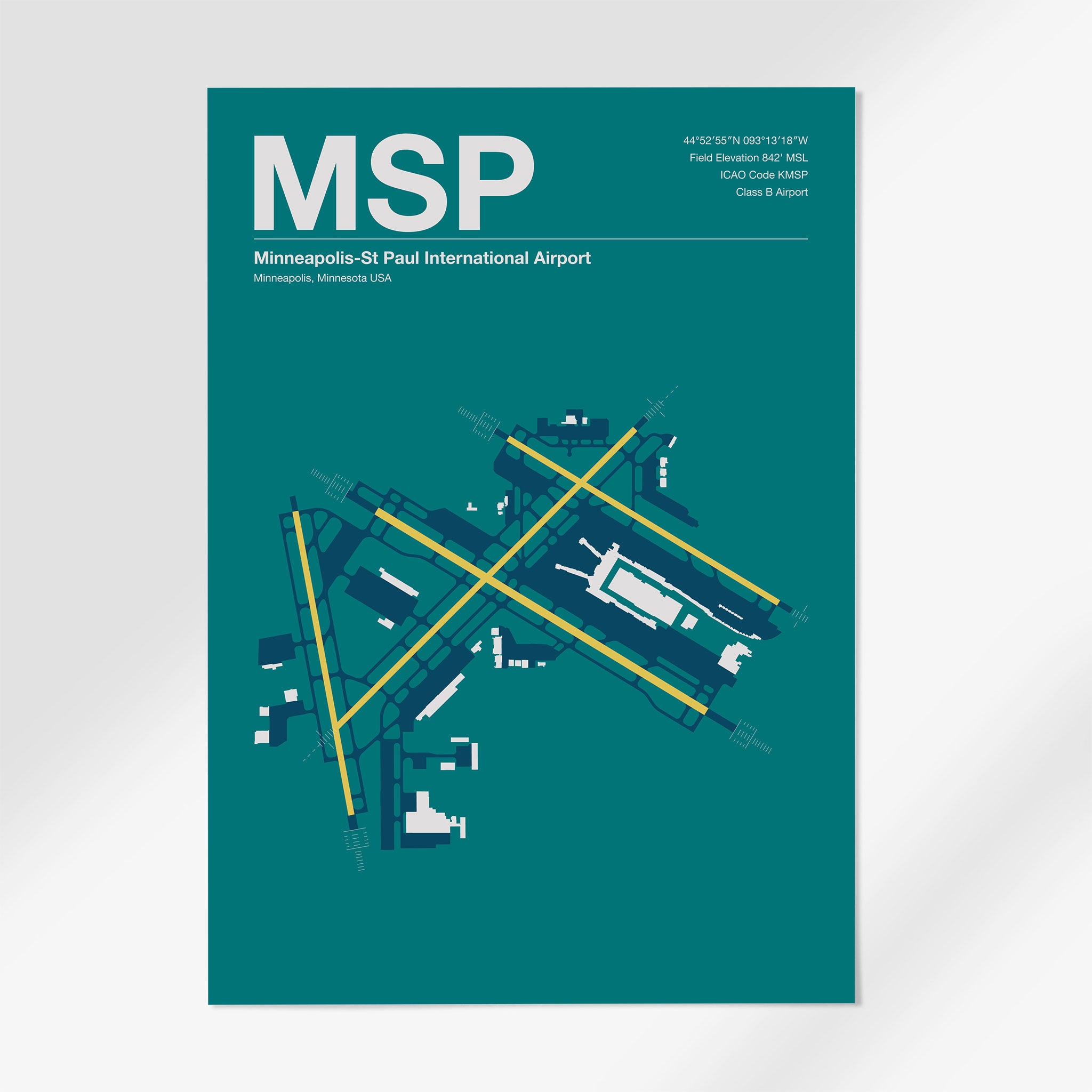 MSP | Minneapolis - A3 - Mid - Century Moss - No Frame