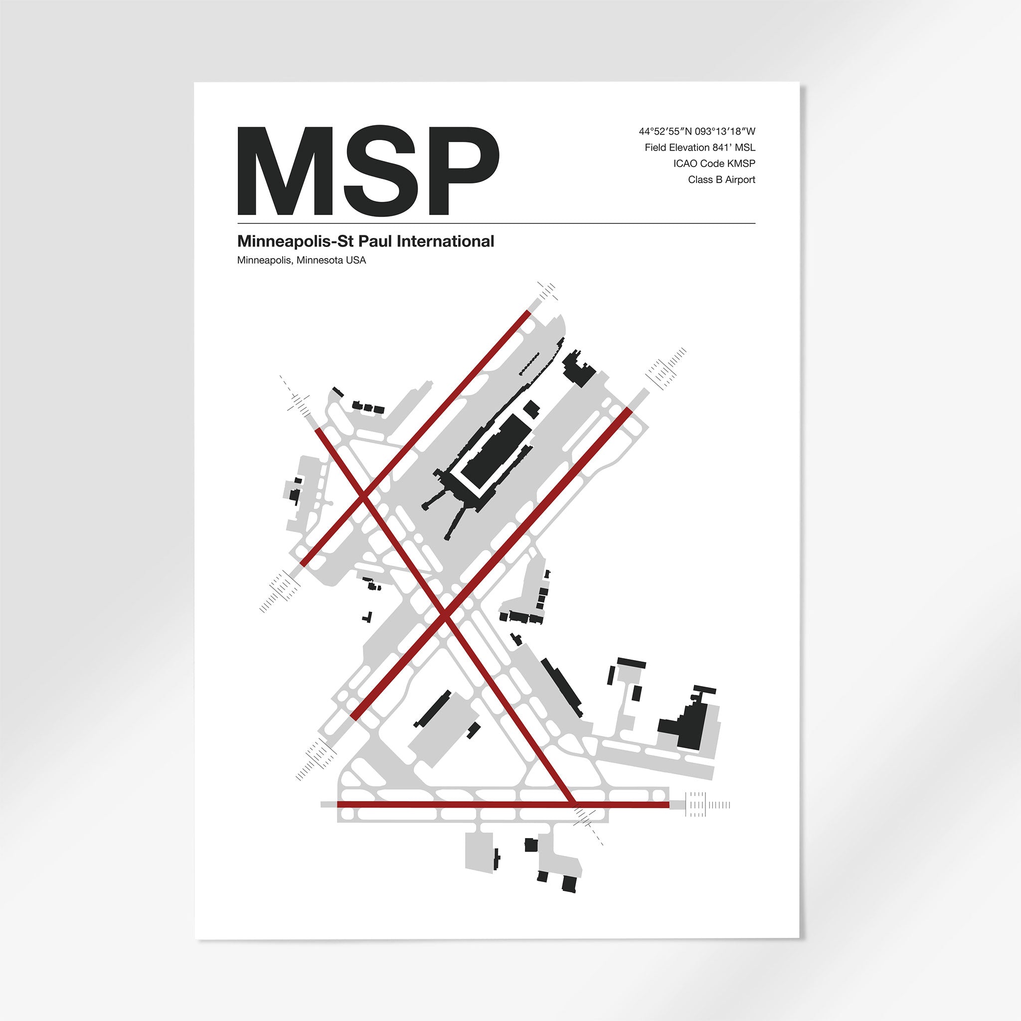 MSP | Minneapolis - A3 - Mid - Century Modern - No Frame