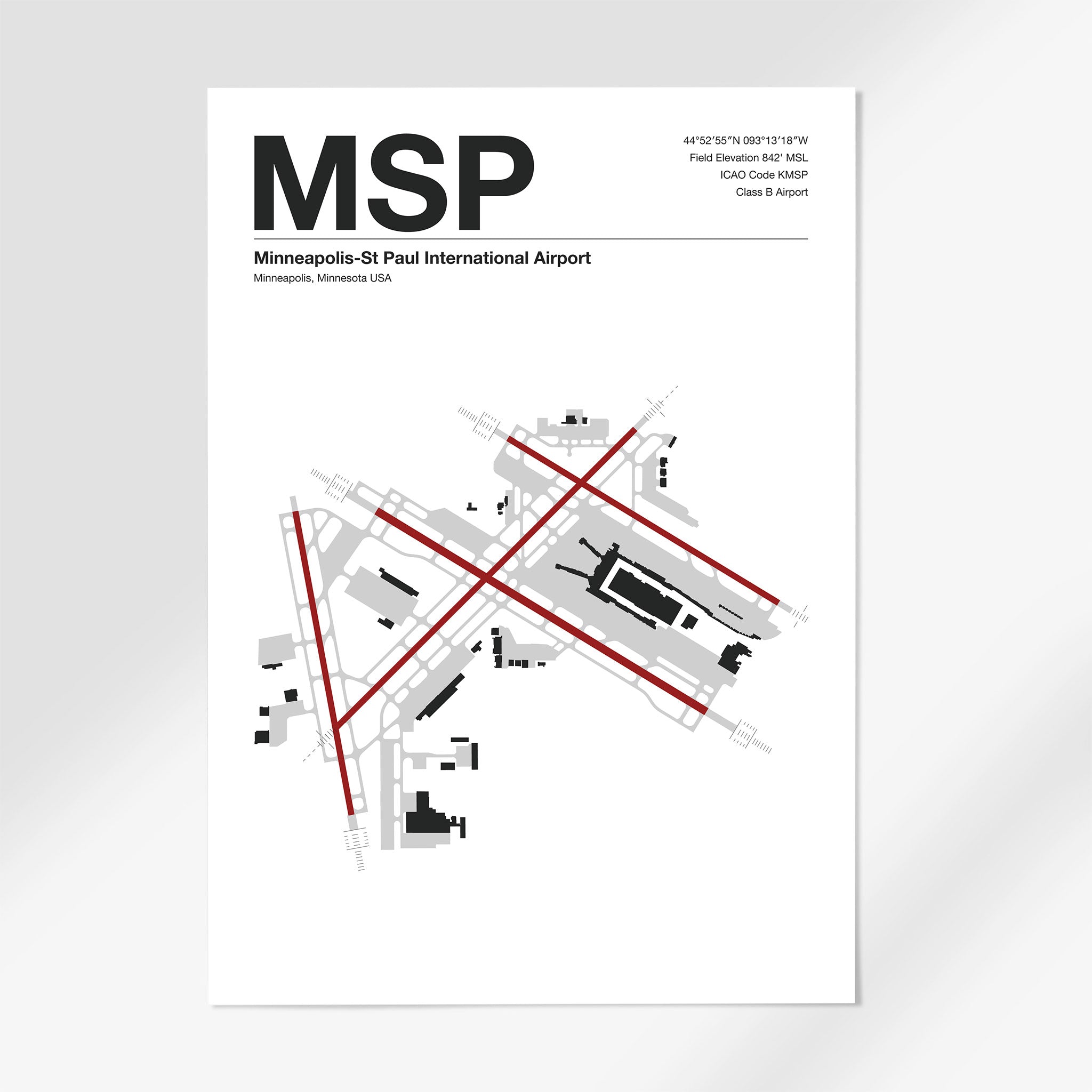 MSP | Minneapolis - A3 - Mid - Century Modern - No Frame