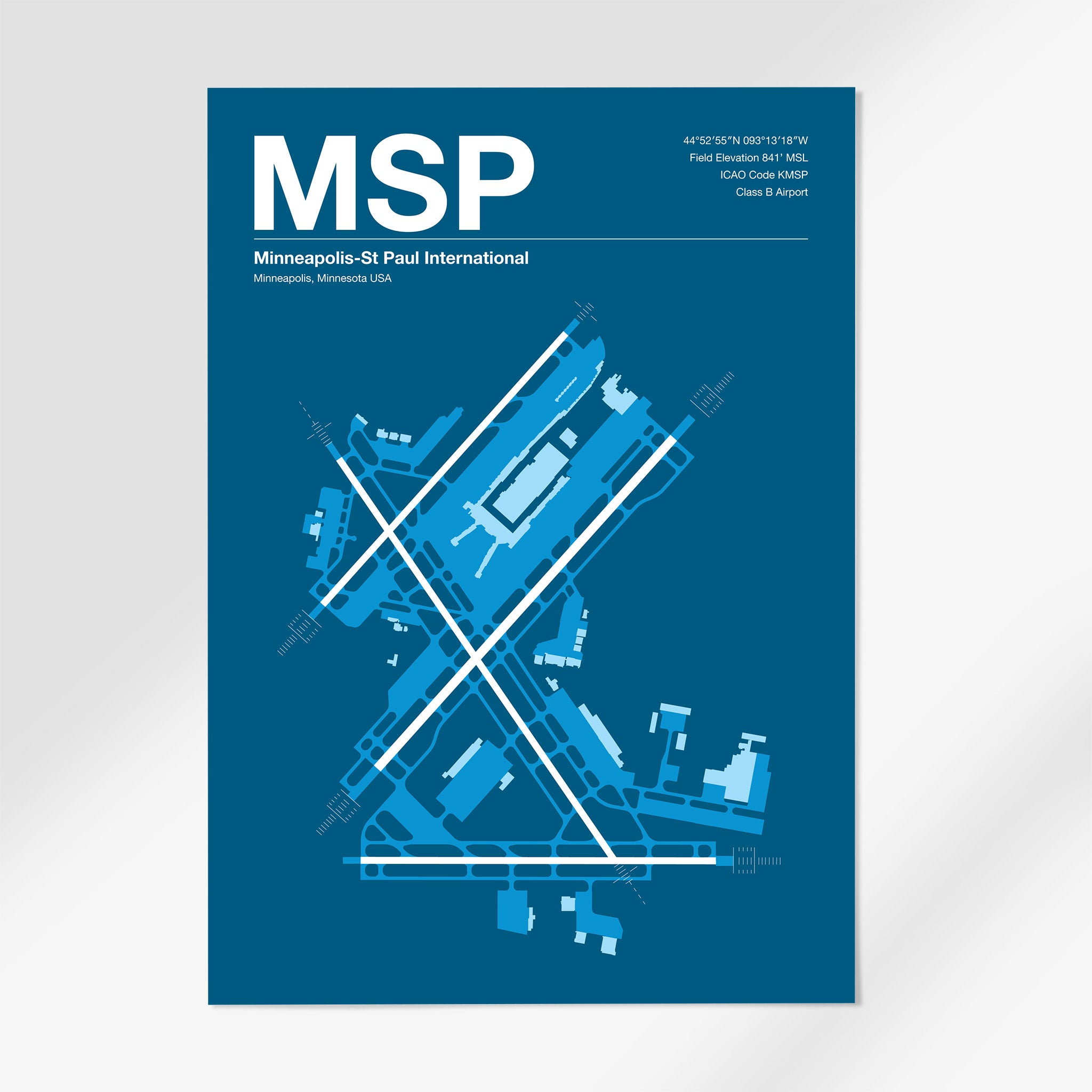 MSP | Minneapolis - A3 - Skyline Blue - No Frame