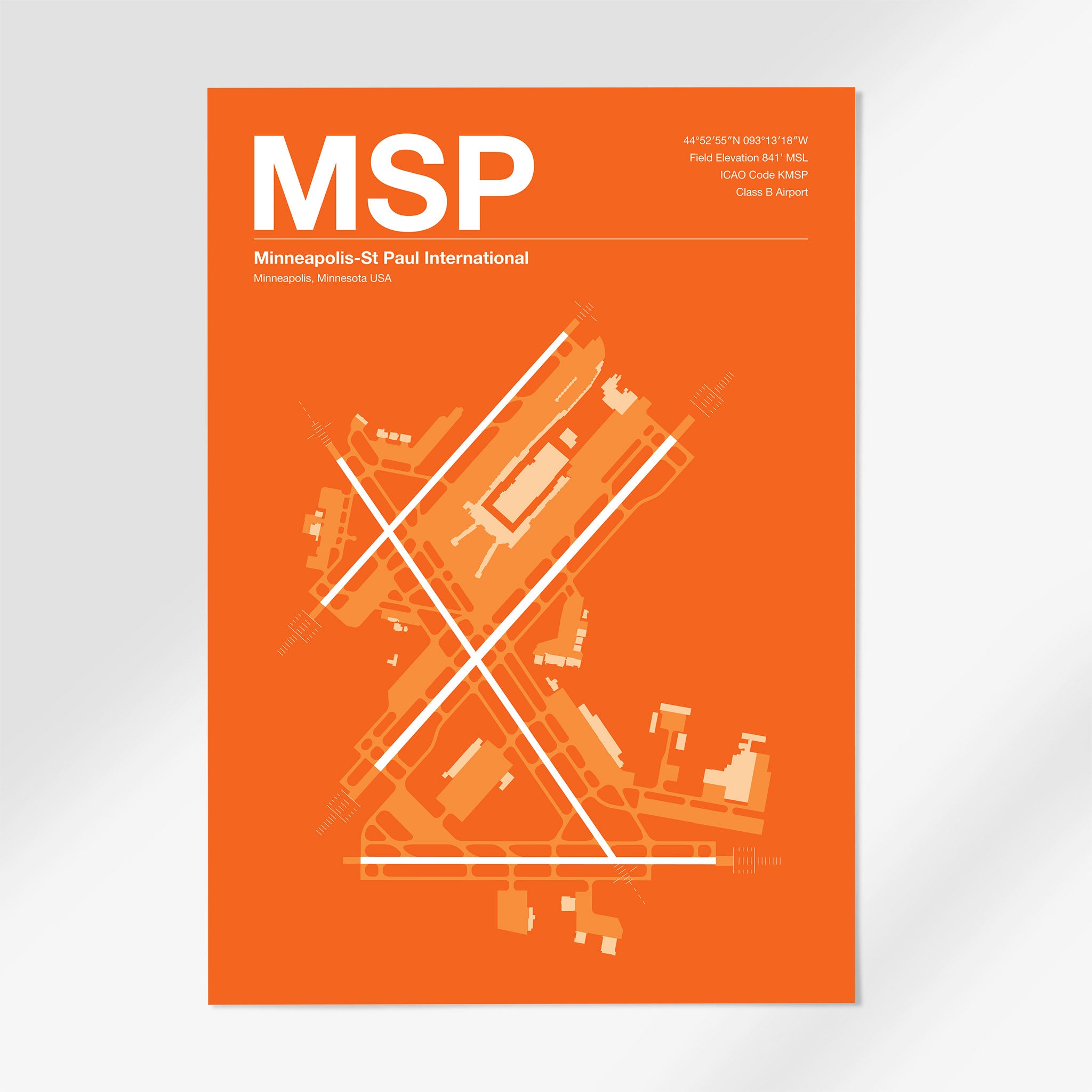 MSP | Minneapolis - A3 - Sunset Orange - No Frame