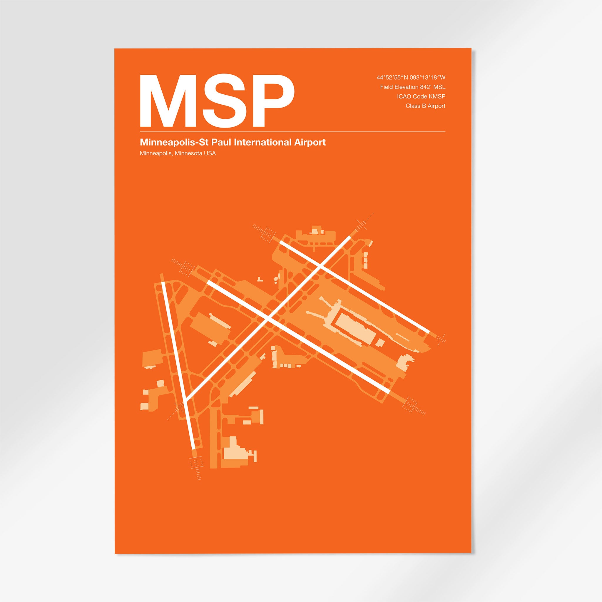 MSP | Minneapolis - A3 - Sunset Orange - No Frame