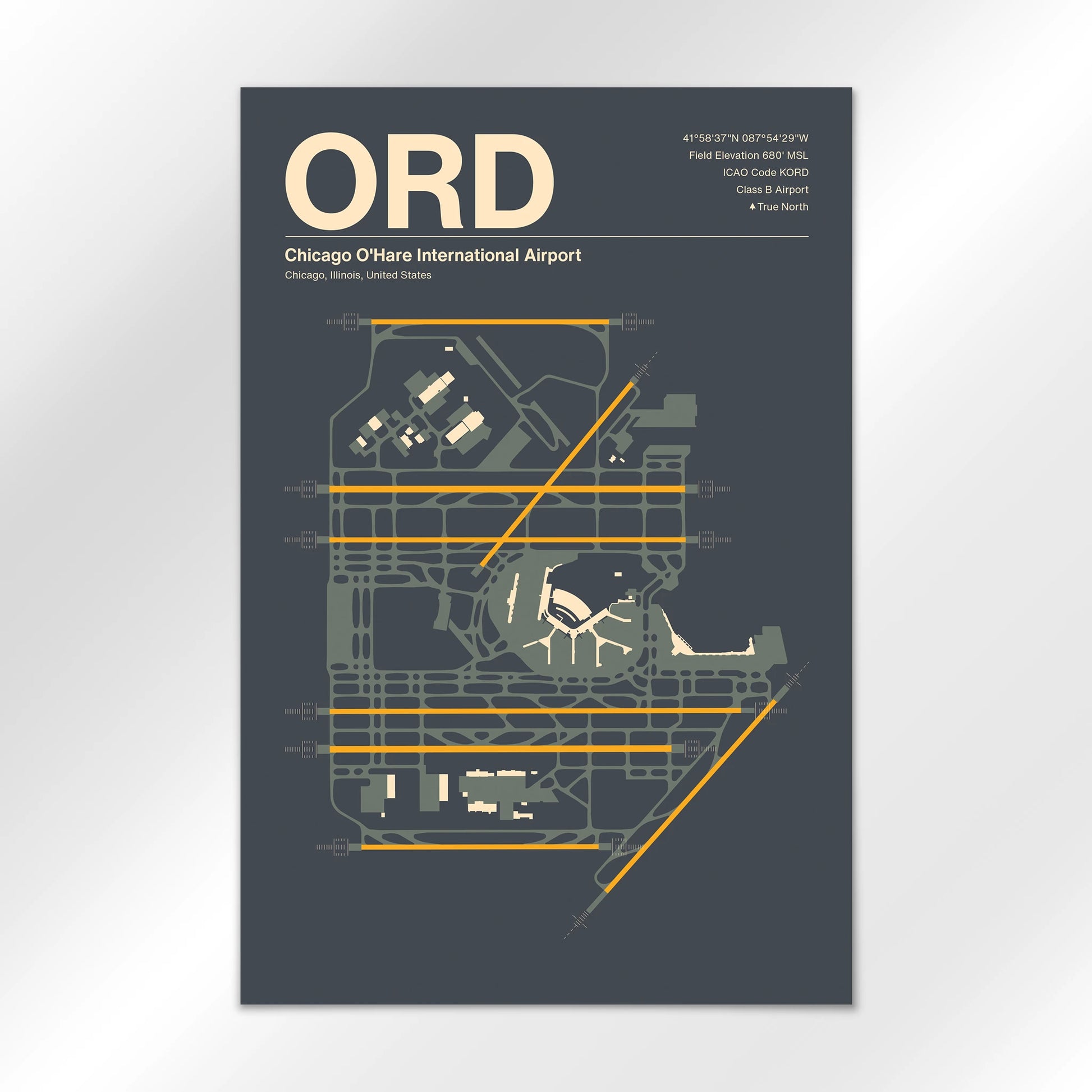 ORD | Chicago - Mid - Century Slate - 12×18" - No Frame