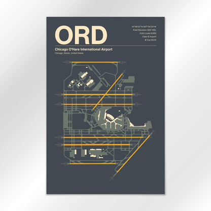 ORD | Chicago - Mid - Century Slate - 12×18" - No Frame