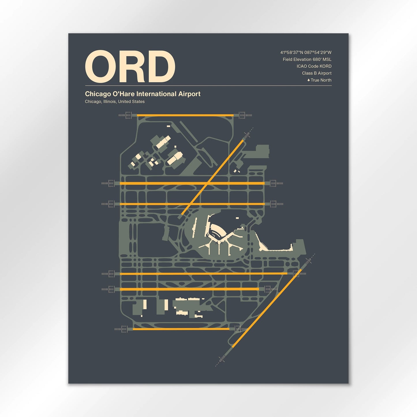 ORD | Chicago - Mid - Century Slate - 16×20" - No Frame