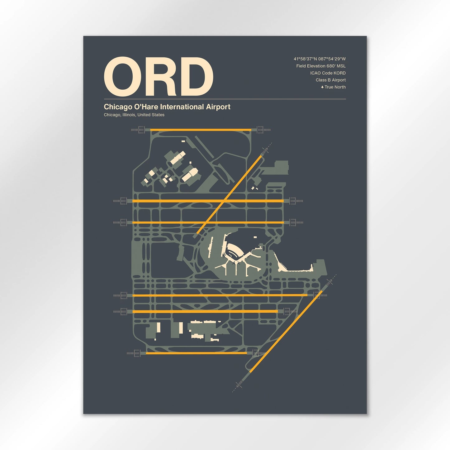 ORD | Chicago - Mid - Century Slate - 18×24" - No Frame