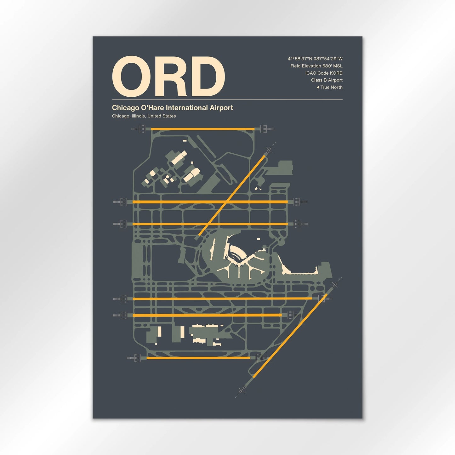 ORD | Chicago - Mid - Century Slate - A1 - No Frame