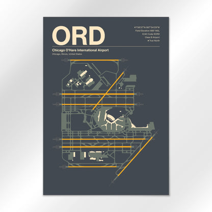 ORD | Chicago - Mid - Century Slate - A2 - No Frame