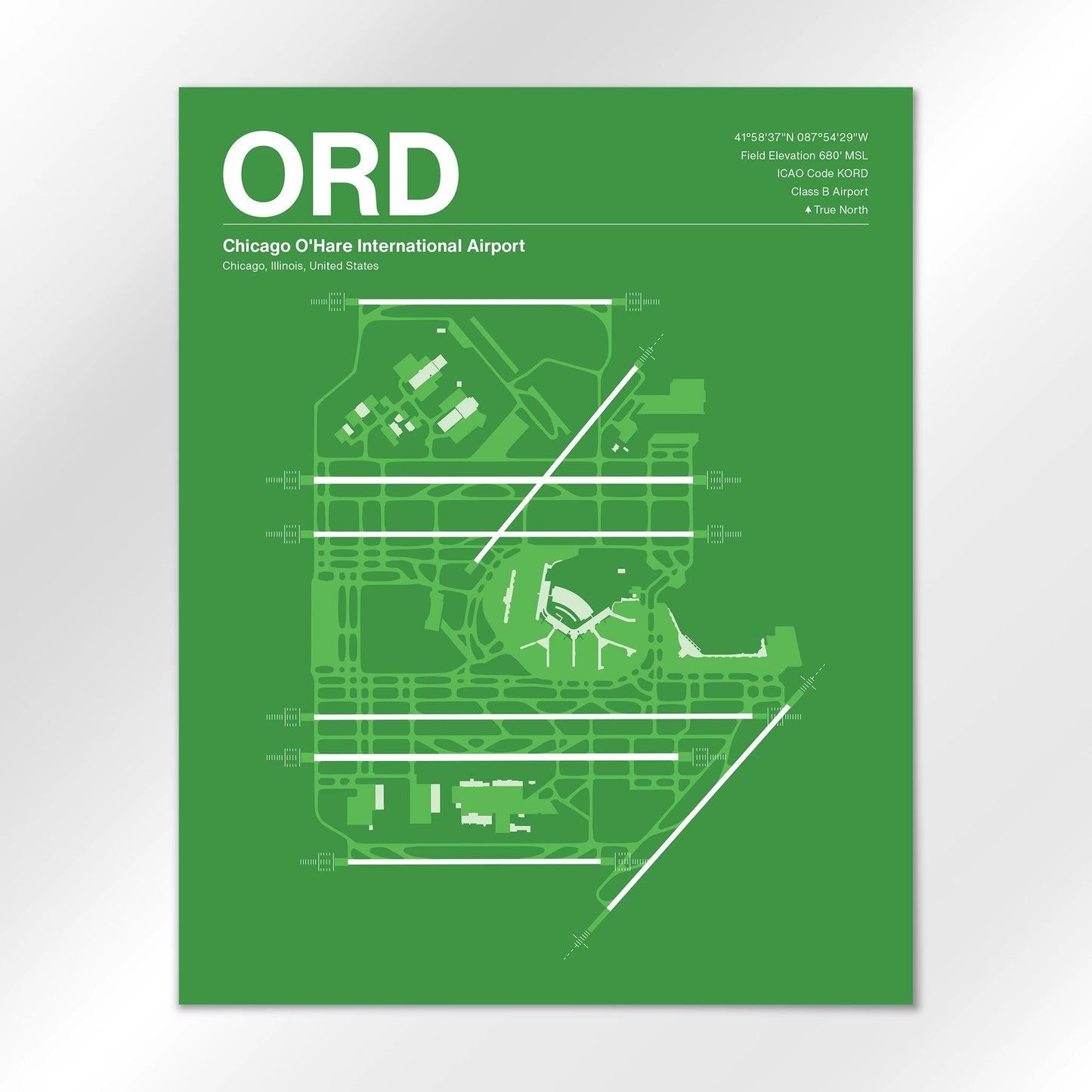 ORD | Chicago - Overland Green - 16×20" - No Frame