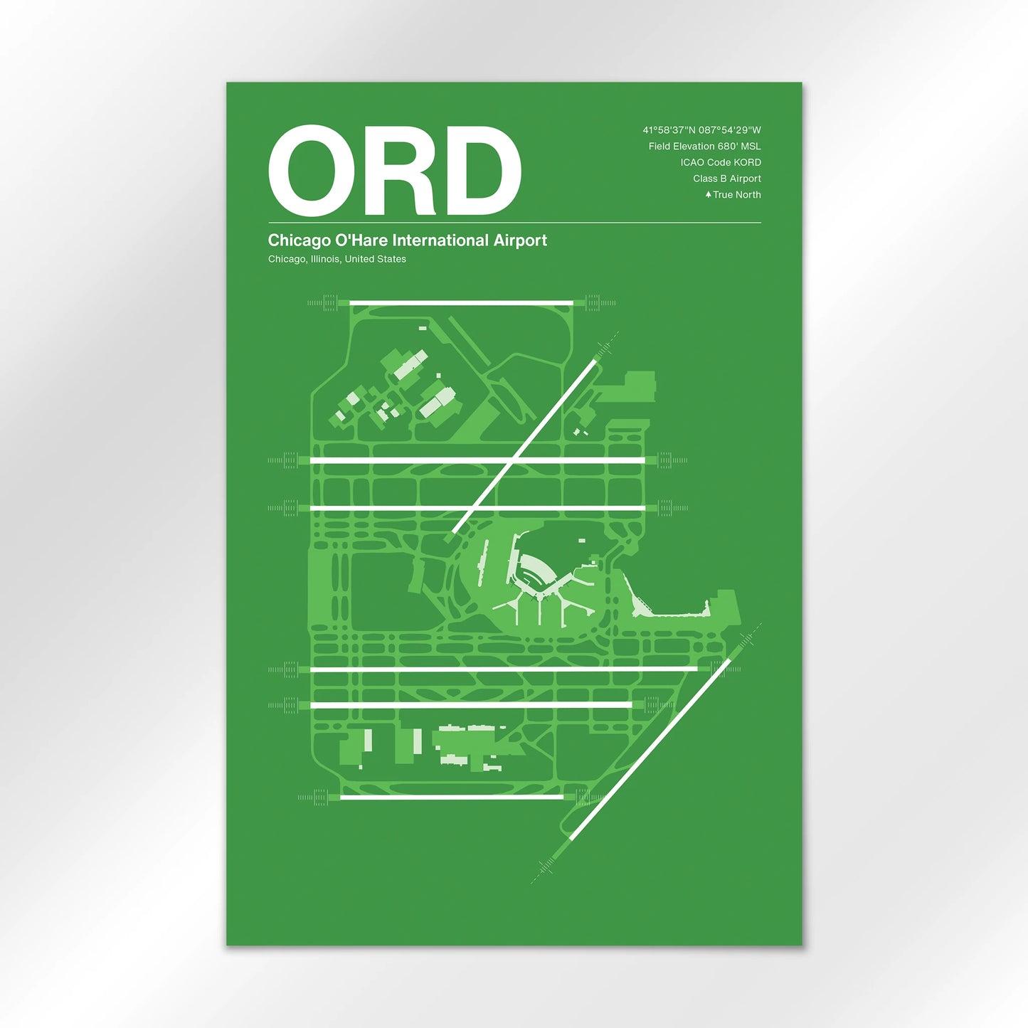 ORD | Chicago - Overland Green - 24×36" - No Frame