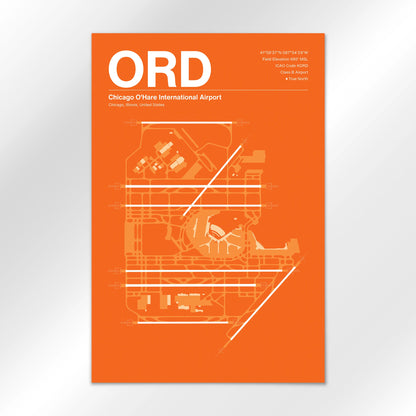 ORD | Chicago - Sunset Orange - 12×18" - No Frame